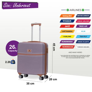 ABS Hardshell Undersits Cabin Resväska 45 x 35 x 20 cm Bagage Lämplig för Easyjet