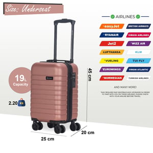 ABS Hardshell Undersits Cabin Resväska 45 x 25 x 20 cm Bagage Lämplig för Rynair