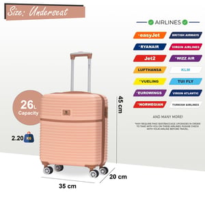ABS Hardshell Undersits Cabin Resväska 45 x 35 x 20 cm Bagage Lämplig för Easyjet
