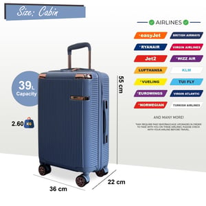 Hard Shell Cabin 55 x 36 x 22 cm PC-resväska Bagage Lämplig för Easyjet, Ryanair