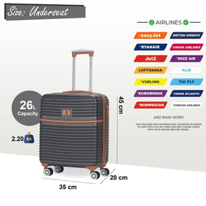 ABS Hardshell Undersits Cabin Resväska 45 x 35 x 20 cm Bagage Lämplig för Easyjet
