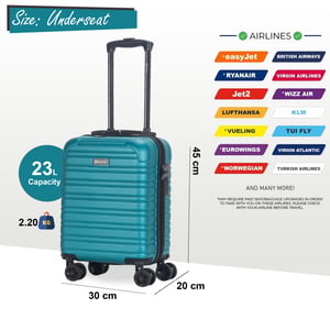 ABS Hardshell Undersits Cabin Resväska 45 x 30 x 20 cm Bagage Lämplig för Wizz Air
