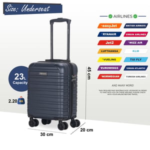 ABS Hardshell Undersits Cabin Resväska 45 x 30 x 20 cm Bagage Lämplig för Wizz Air