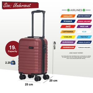 ABS Hardshell Undersits Cabin Resväska 45 x 25 x 20 cm Bagage Lämplig för Rynair