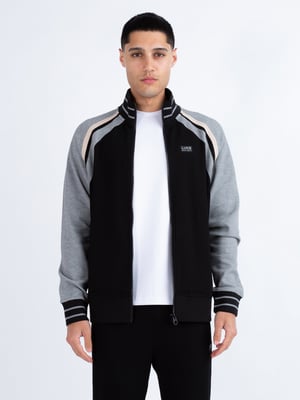 Luke 1977 Men's Malone Zip Through Textured Sweatshirt in Black