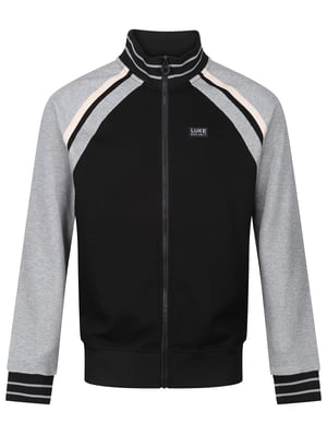 Luke 1977 Men's Malone Zip Through Textured Sweatshirt in Black