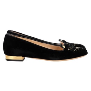 Charlotte Olympia Kitty Ballerinaskor i Svart Sammet