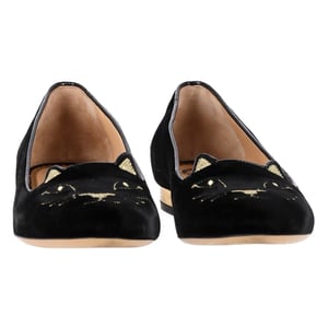 Charlotte Olympia Kitty Ballerinaskor i Svart Sammet