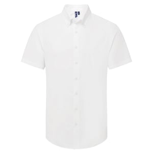 Premier Mens Supreme Oxford Short-Sleeved Formal Shirt (White)