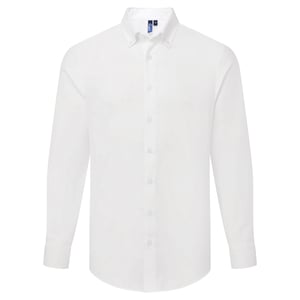 Premier Mens Supreme Oxford Long-Sleeved Formal Shirt (White)