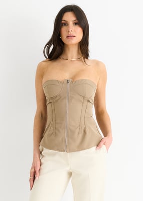 Stone Bandeau Top med sömmar och detaljer
