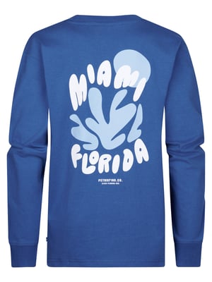 Petrol Industries - Jongens Backprint T-shirt met Lange Mouwen Tropicalia - Blauw