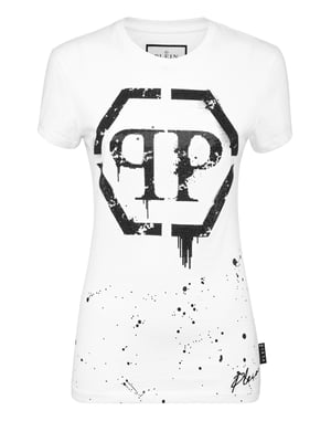T-shirt med rund hals och sexkant