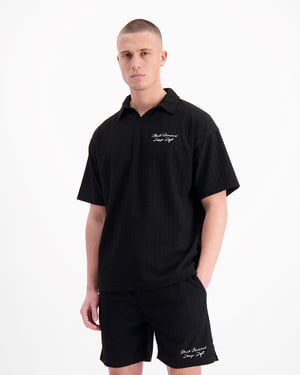 Zwarte Bananas Terry Lounge Polo, Zwart