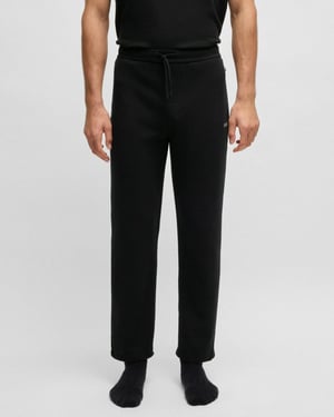 BOSS Orange Waffle Mens Cotton-Blend Pyjama Bottoms with Embroidered Logo