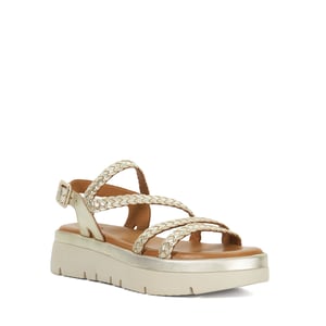 Dune Ladies Lexture - Woven Leather Asymmetric Strap Flatform Sandals