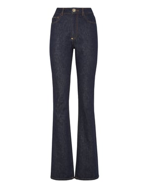 Jeans med utsvängd passform och dödskalle