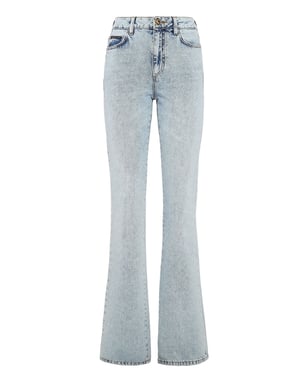 Jeans med utsvängd passform och dödskalle