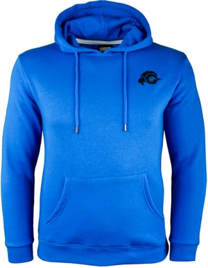 Heren wandelhoodie fleece hoodie outdoor met logo blauw