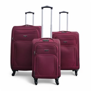 Soft Shell Lightweight Wine Nylon 4 Wheel Travel Case Holiday Suitcase