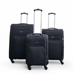 Soft Shell Lightweight Black Nylon 4 Wheel Travel Case Holiday Suitcase