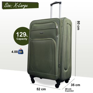 Soft Shell Lightweight Nylon Extra Large 4 Wheels Travel Suitcase