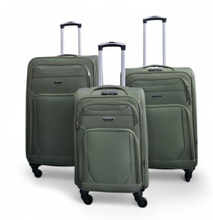 Soft Shell Lightweight Khaki Nylon 4 Wheel Travel Case Holiday Suitcase