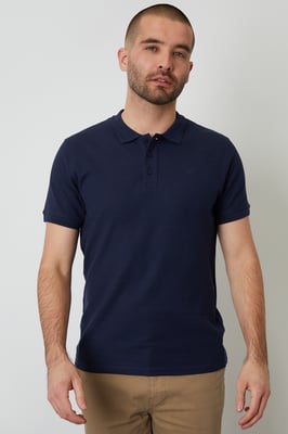 Navy Cotton Pique Short Sleeve Polo Shirt
