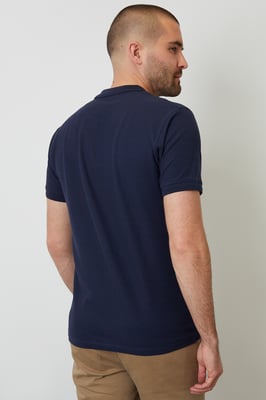 Navy Cotton Pique Short Sleeve Polo Shirt