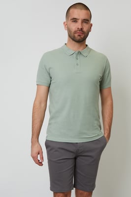 Pale Green Cotton Pique Short Sleeve Polo Shirt