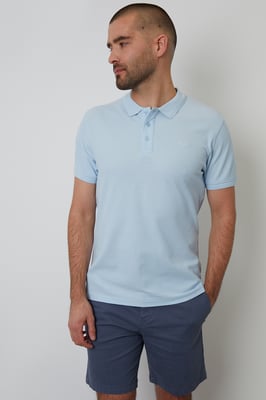 Light Blue Cotton Pique Short Sleeve Polo Shirt