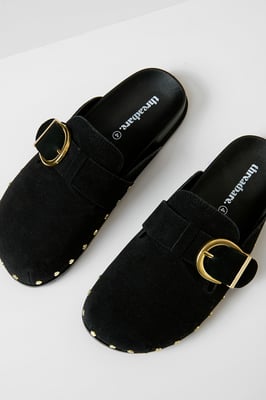 Black Studded Slip On Mule Sandals