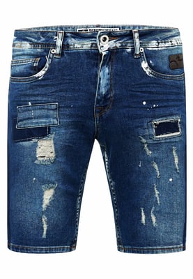 Destroyed Jeans Short Slim Fit "NAVITO" Donkerblauw Gebruikt
