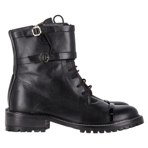 Malone Souliers Combat Boots in Black Leather