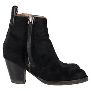 Acne Studios Zipped Ankle Boots in Black Pony Hair
