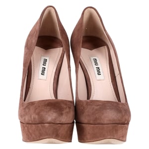 Miu Miu Platform Pumps in Brown Suede