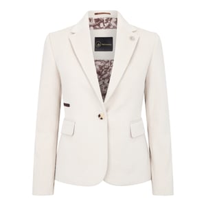 Women's Cream Tailored Fit Wool Blend Tweed Blazer