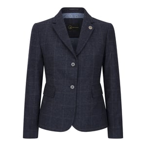 Marinblå Skräddarsydd Fit Tweed Formell Blazer för kvinnor