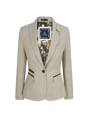 Dames Tweed Herringbone Cream Jas Peaky Blinders