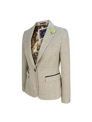 Dames Tweed Herringbone Cream Jas Peaky Blinders