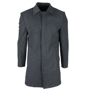 Men's Wool Blend Classic Collar Grey Overcoat