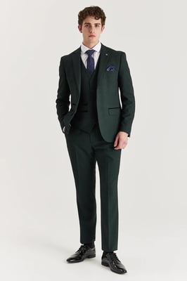 Men's Green Suit Trouser Prince Of Wales Formal Trouser