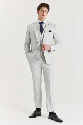Men's Silver Lightweight Summer Wedding Party Trouser