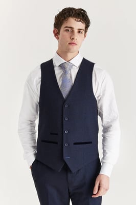 Heren marineblauw kostuumvest Prince of Wales formeel vest