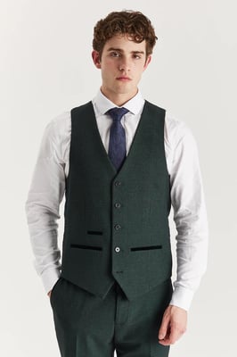 Heren Groen Pak Vest Prince of Wales Formeel Vest