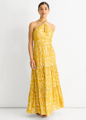 Animal Jacquard Halter Neck Maxi dress
