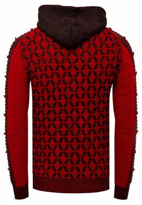 Contrasterende grof gebreide hoodie met 1/2 rits