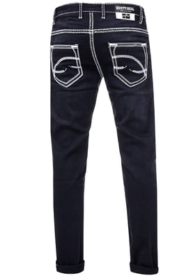 Jeansbroek "LEVIN" in Zwart Gebruikt met witte contrasterende stiksels