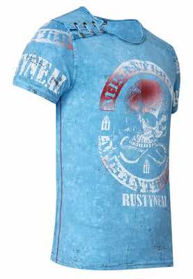 Gewassen T-shirt met knoopsluiting aan de zijkant en een doodshoofdprint