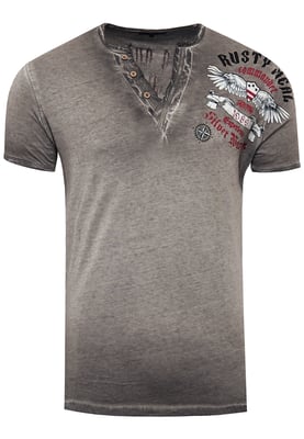 V-hals T-shirt met print aan de zijkant